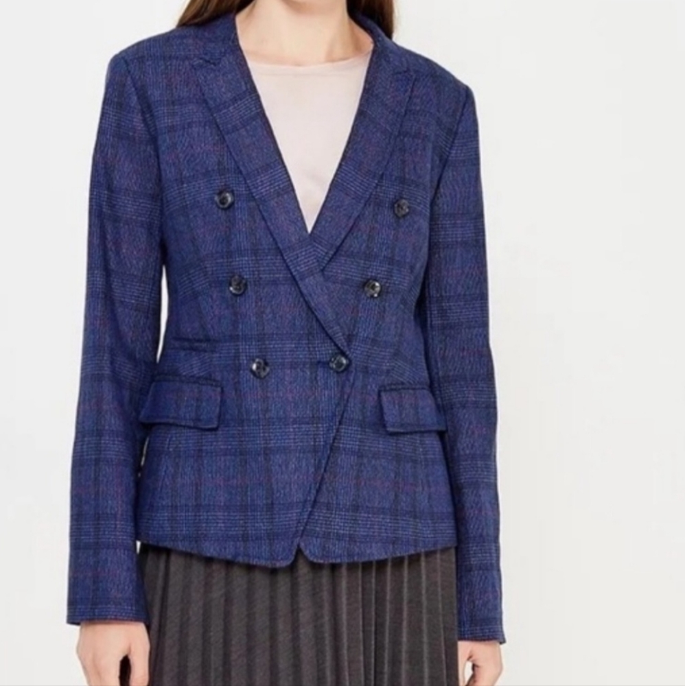 Banana Republic Double Breasted Plaid Blazer Size 8 Classic Boho Chic